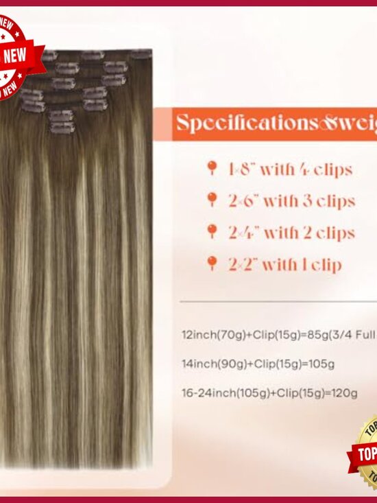 22 Inch Human Hair Clip-In Extensions 120g Remy Hair for Volume Length main image 5